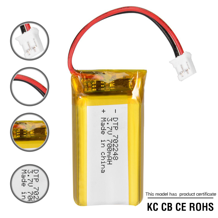 Hot sale KC lithium battery DTP702248 3.7V 700mAh rechargeable lipo battery