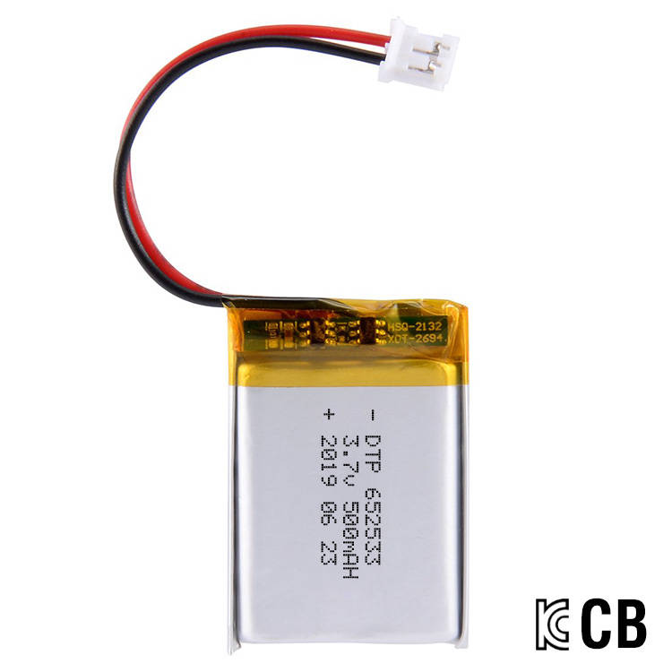 rechargeable lithium battery 652533 3.7v 500mah 1.85Wh li-po battery with KC certification