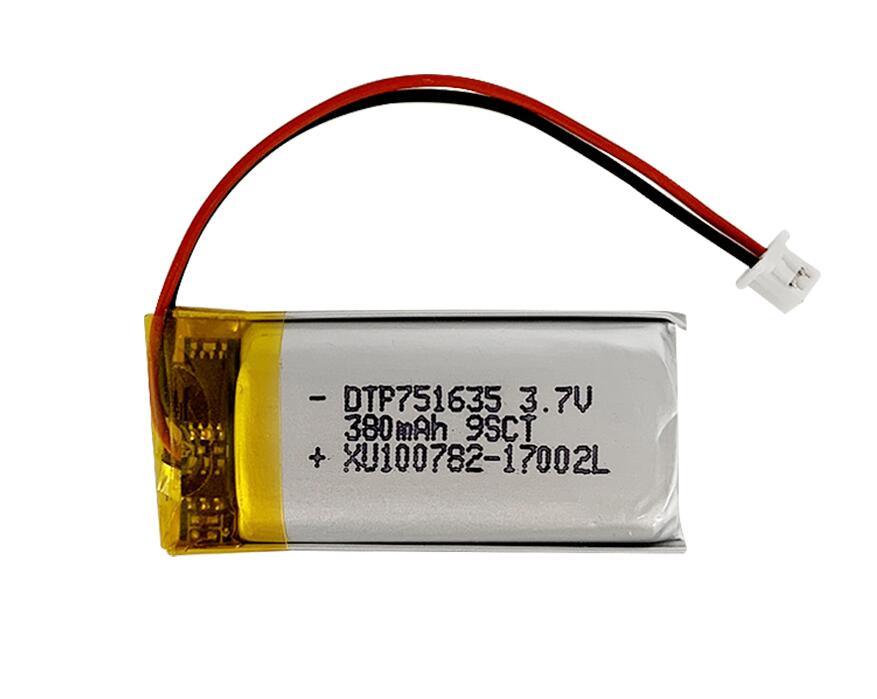 KC Certified DTP751635 3.7V 380mAh Flat Lithium Ion Polymer Battery