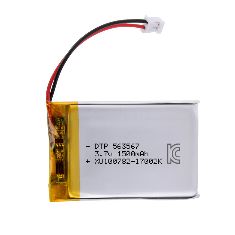  KC Approved DTP 563567 3.7V 1500mAh Lithium Ion Polymer Battery with PCB and Connector