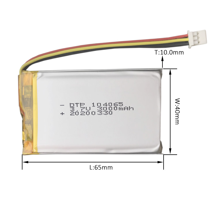 CB CE UN38.3 approved lithium polymer DTP104065 3.7v 3000mah lipo battery for bar code scanner