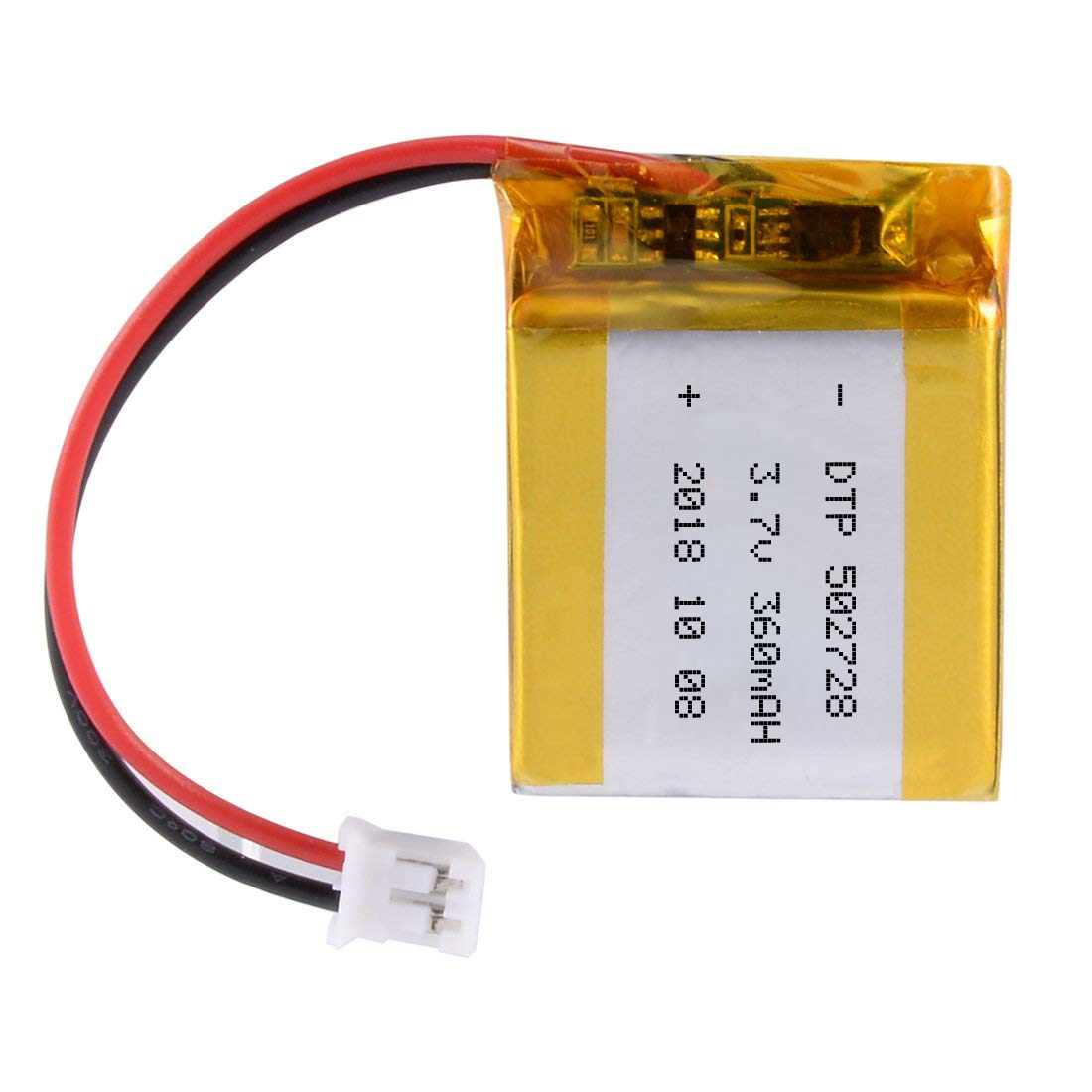 DTP502728 3.7V 360mAh Li Polymer Battery with Protection Circuit and JST Connector