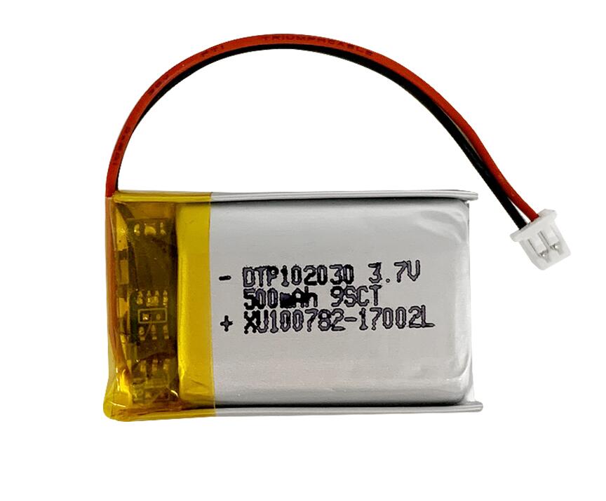 Lithium polymer DTP102030 3.7V 500mAh battery with Molex connector