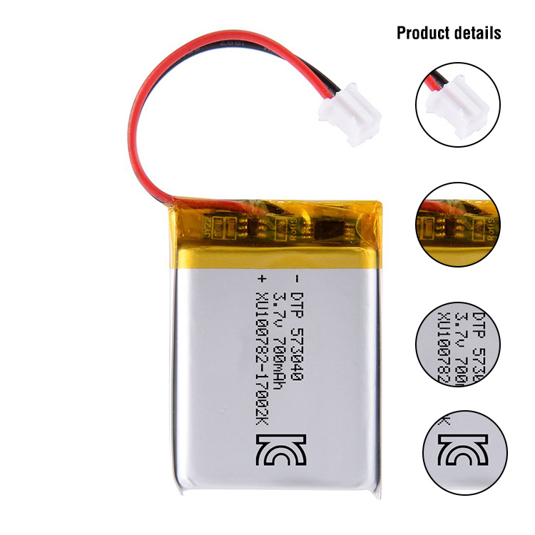 Small li-ion lipo battery 573040 3.7V 700mAh rechargeable lithium polymer batteries battery