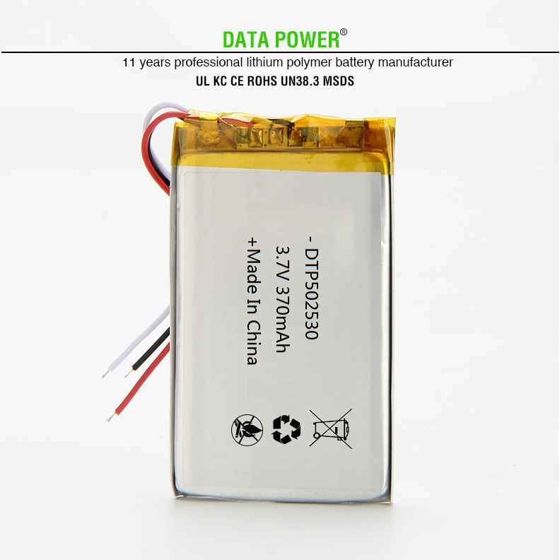 DTP502530 3.7V 370mAh Rechargeable Li Polymer Battery for Consumer Electronics