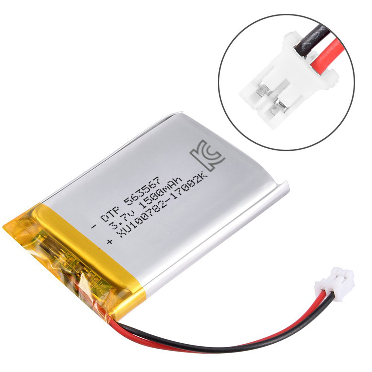  KC Approved DTP 563567 3.7V 1500mAh Lithium Ion Polymer Battery with PCB and Connector