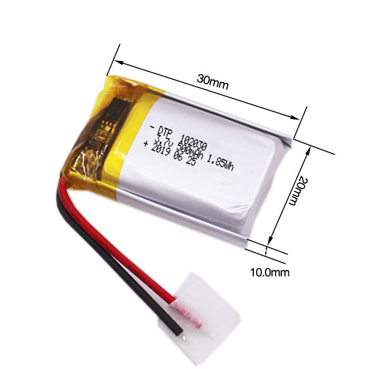 Lithium polymer DTP102030 3.7V 500mAh battery with Molex connector