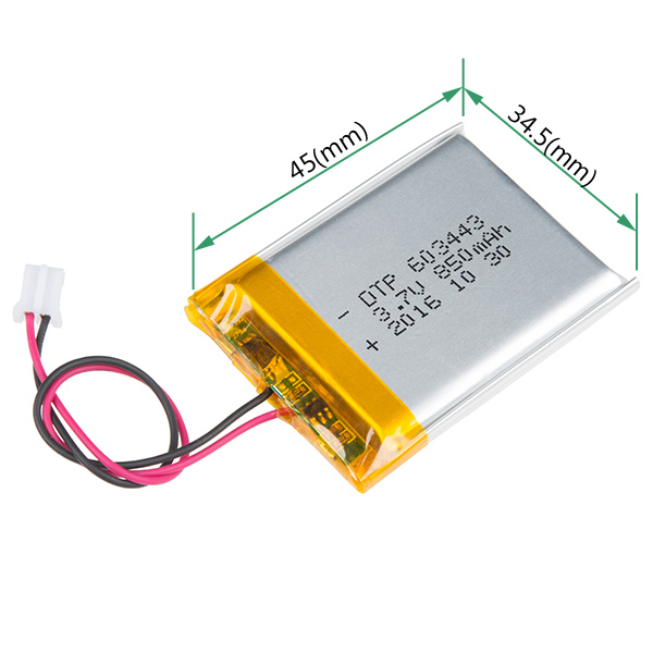 Rectangular DTP603443 rechargeable li-ion 3.7v 850mah lithium-ion battery with UN38.3 certificate