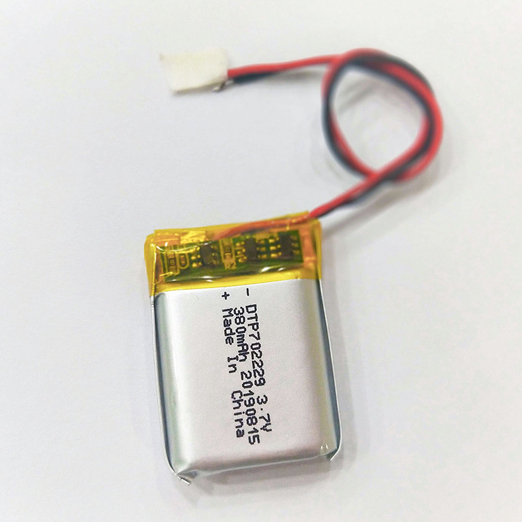 Customized DTP702229 3.7V 380mAh Pouch Li-ion Polymer Battery 
