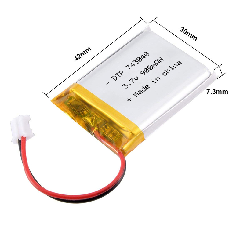 Hot sale lithium polymer rechargeable 743040 3.7V 900mAh lipo battery for LED light