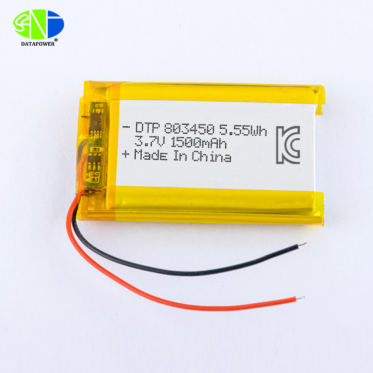 KC CB IEC62133 MSDS Approve DTP803450 3.7V lipo battery 1500mAh Lithium polymer battery