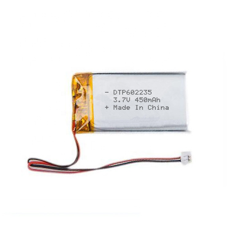 3.7v 450mah rechargeable lithium battery 602235