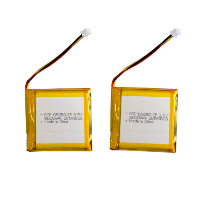 Hot sell 3.7v DTP105050-2P 6000mAh lipo polymer rechargeable battery