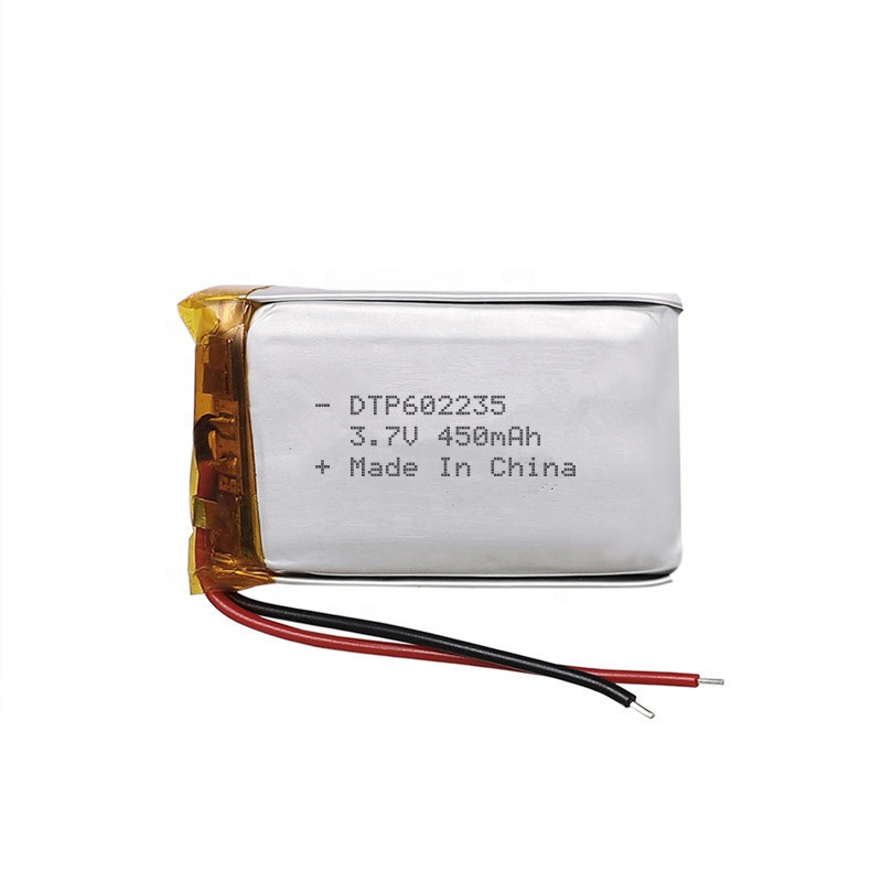 3.7v 450mah rechargeable lithium battery 602235