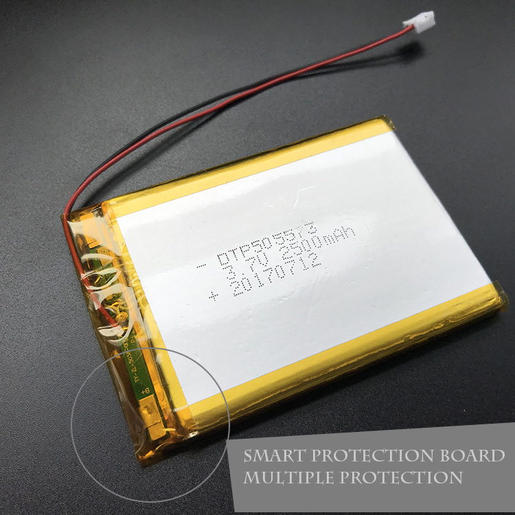 Rechargeable lipo battery 3.7v 2500mah 505573 with pcb and wires