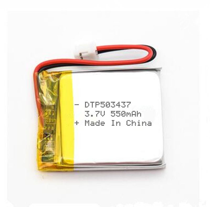 3,7 v 550mah lithium polymer DTP503437 small rechargeable battery