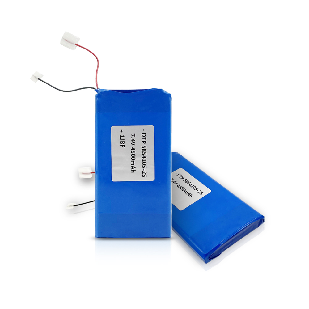 Customized size DTP 5854105-2S 4500mah 7.4v battery with blue PVC