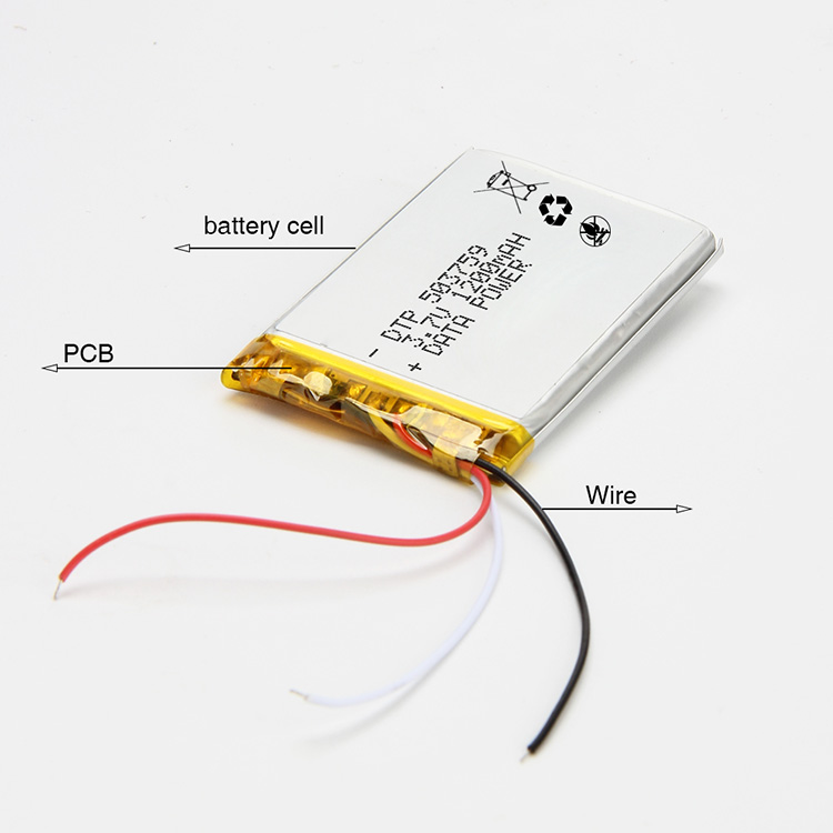 DTP Li Polymer Battery 503759 KC Certificate Supported 3.7v 1200mah Rechargeable Lipo Battery 