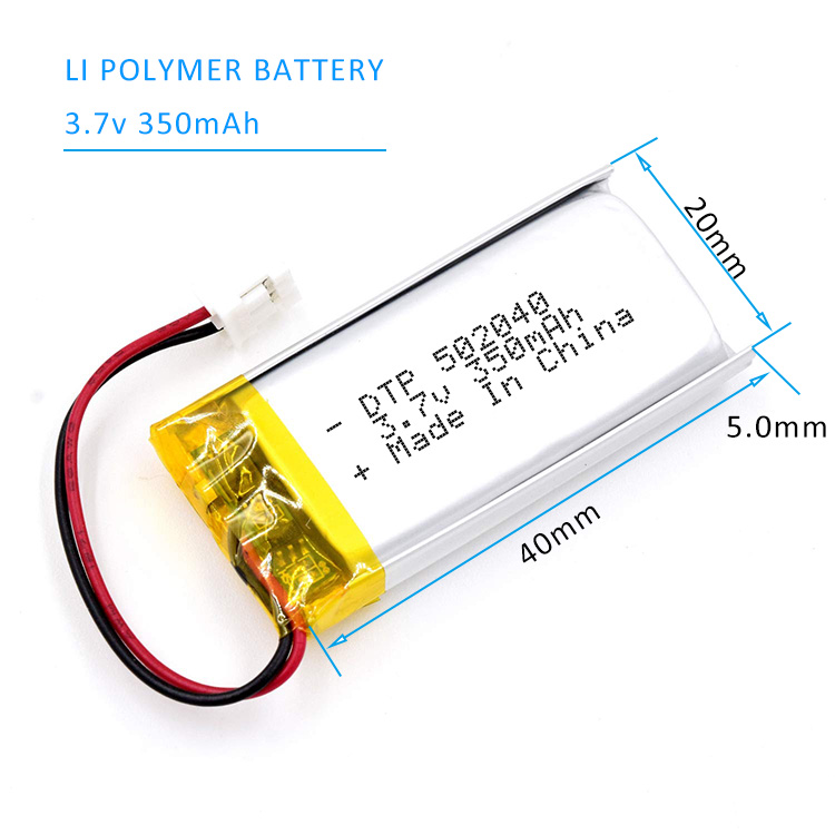 Factory OEM ODM 502040 Lithium Ion Polymer Battery Lipo Rechargeable Battery 3.7v 350mAh For Speaker