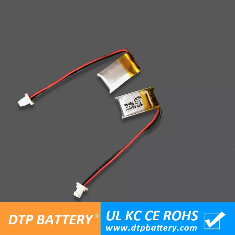 DTP small mini lithium polymer battery 501015 50mah 3.7v li-ion lipo battery for earphone smart watch