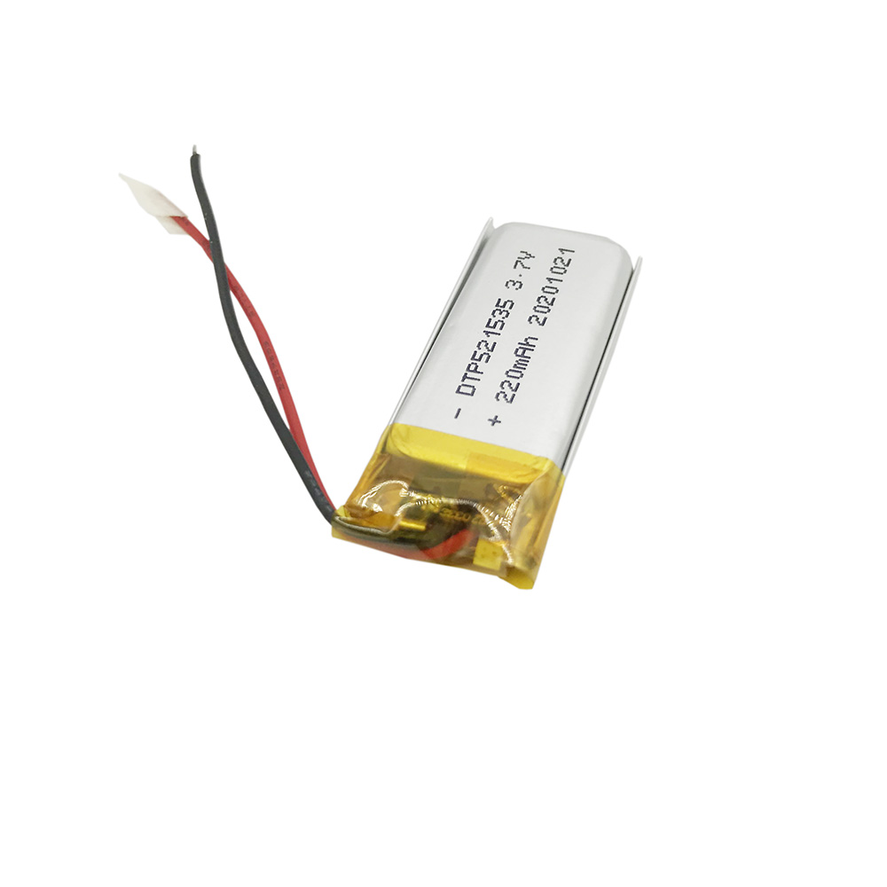 Small 521535 220mAh rechargeable lithium ion polymer cell battery 3.7V lipo battery for smart watch