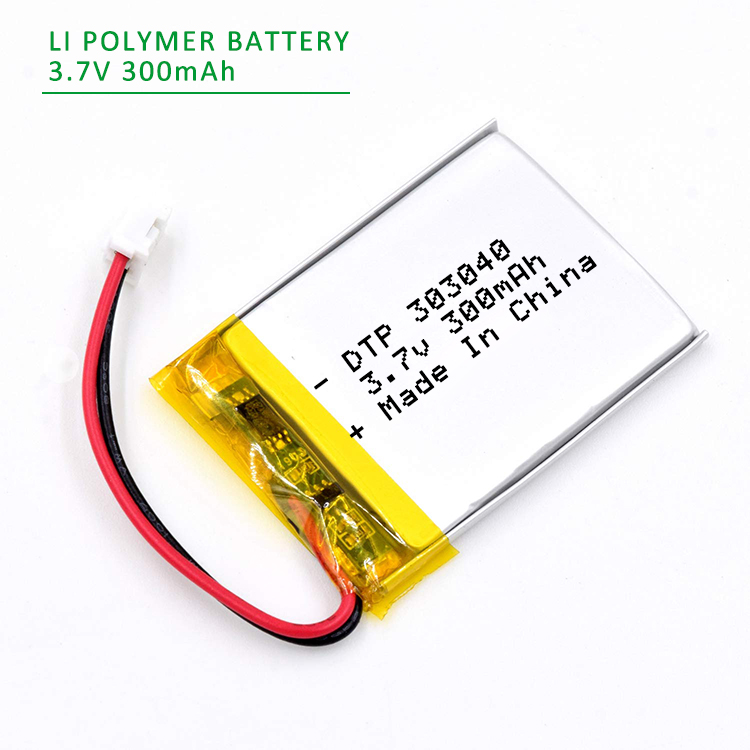 Hot sale factory supply 303040 lipo battery rechargeable 300mAh 3.7V lithium li ion polymer battery with Jst connector