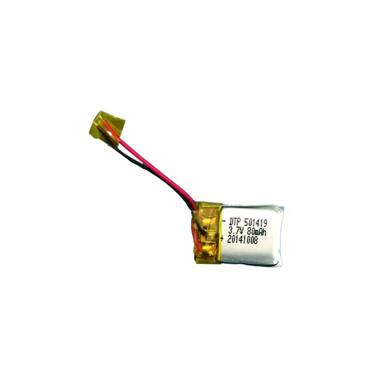Small 501419 lipo battery 3.7v 80mah lithium polymer li-ion battery with PCB for earphone