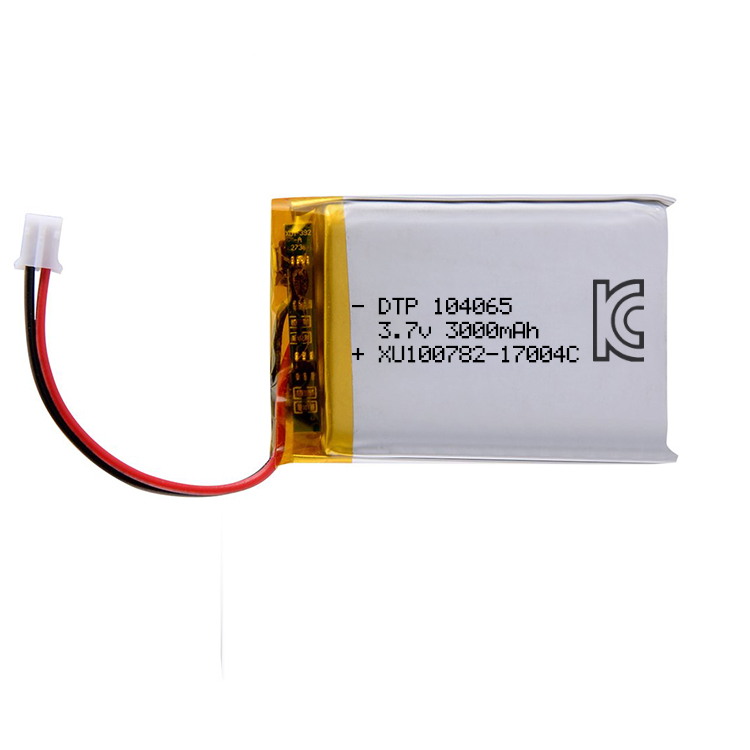 Rechargeable 3000mAh battery 3.7v 104065 KC certificate lithium polymer battery with PCB Connector and Wire