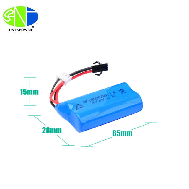 7.4v 650mah 4.81wh icr 14500 li-ion rechargeable battery pack for water gun/rc airplane