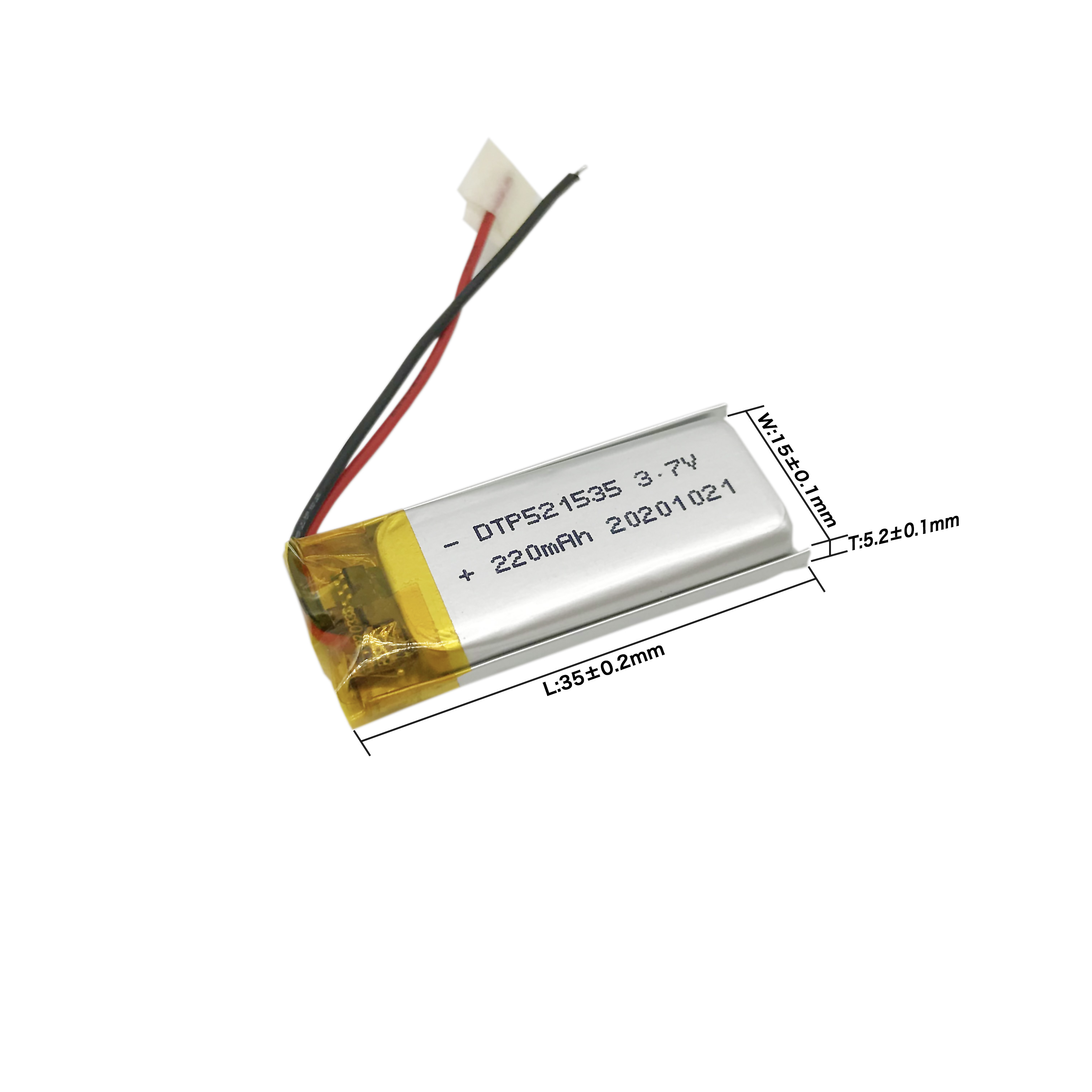 Rechargeable Lithium Polymer Battery 3.7V 220mAh Lipo Battery 521535 551240 501240